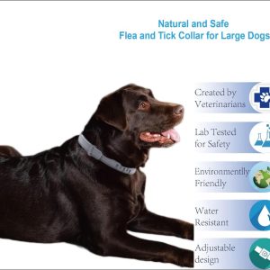 Natural & Safe Flea and Tick Collar for Large Dogs, 2 * 8 Months Protection, Waterproof, 27.5 inch, One Size Fits All, Free Comb and Tick Removal Tool